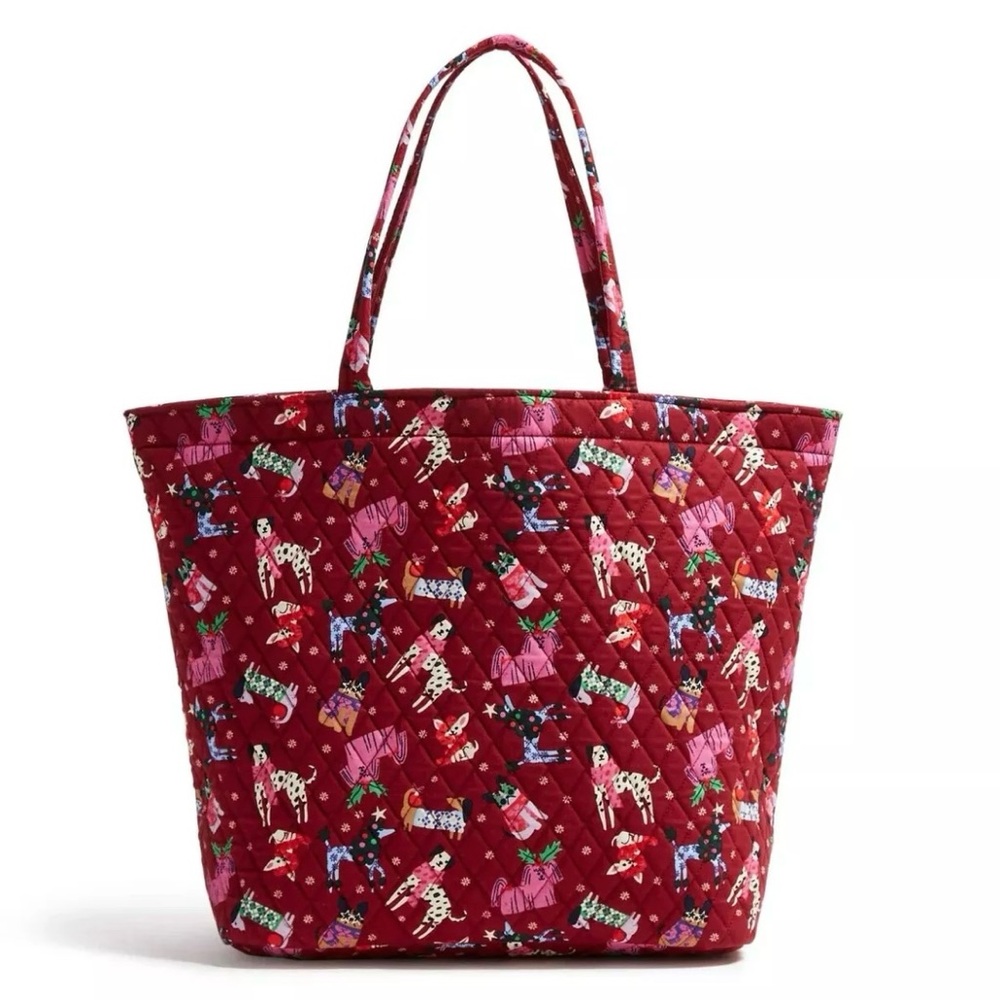 NWT Vera Bradley Red Burgundy large tote holiday hounds